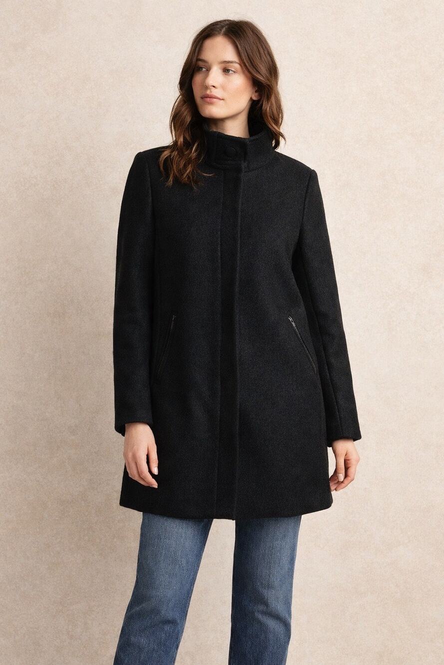 LOFT BLACK WOOL COAT POCKETS WARM SIZE large LG